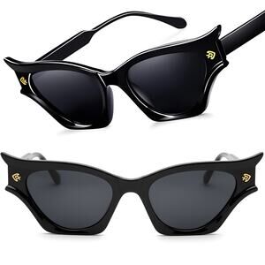 Women Chic Stylish Modern Cat Eye Sunglasses Black & Gray Fashion UV Protection